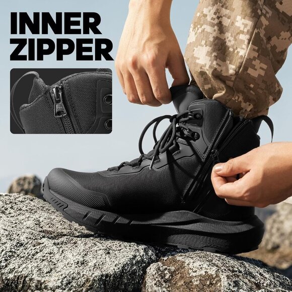〽️Men\'s Black Nortiv 8 Tactical Hiking Lightweight Arch Support Work Boots main image 4
